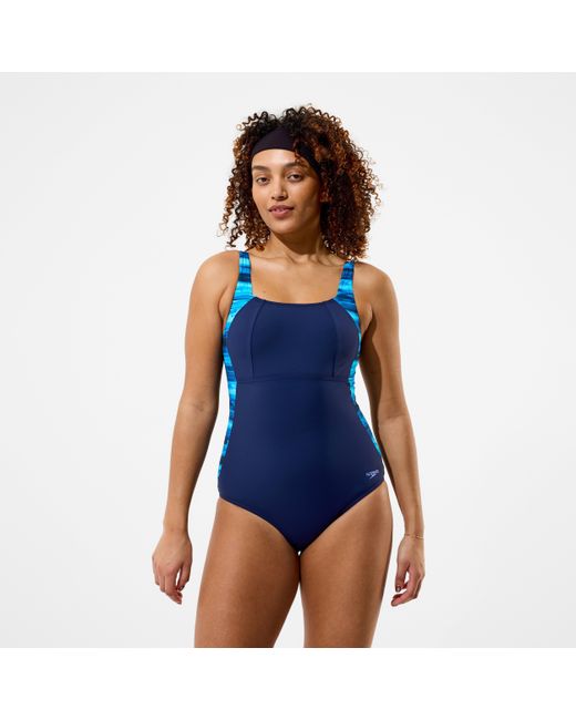 Speedo Blue Luna Lustre Printed Swimsuit