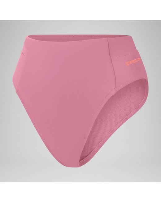 Speedo Pink Solid High Waisted Bikini Bottom