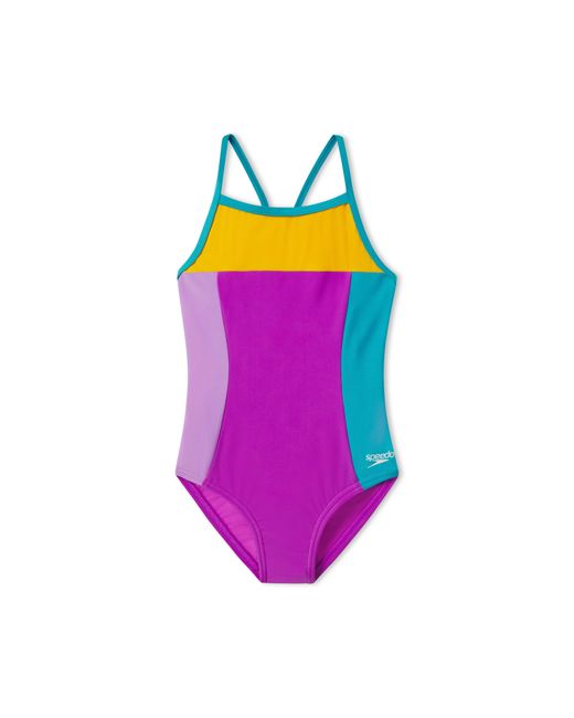 Speedo Pink Colorblock Propel Back One Piece