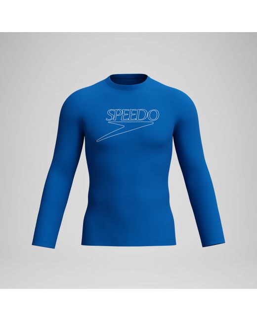 Speedo Blue Endurance+ Logo Long Sleeve Rashguard for men