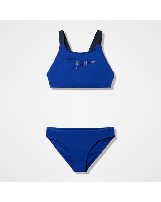 Speedo Blue Boom Leaderback Two Piece