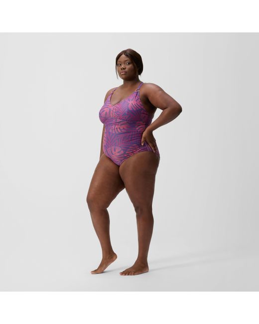 Speedo Red Plus Size Shaping V Neck Swimsuit