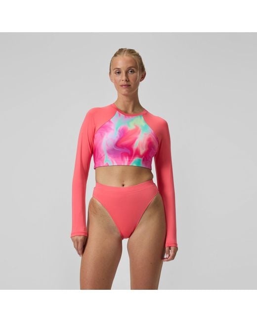 Speedo Red Solid High Waist Bottom Coral