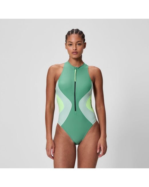 Speedo Green Ocean Flex Zip One Piece