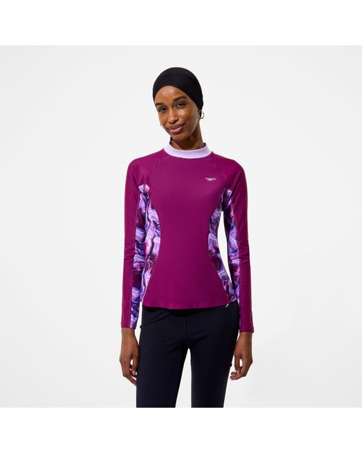 Speedo Purple Modern Coverage Printed Long Sleeve Rashguard