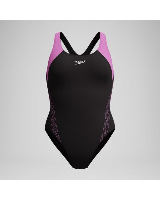 Speedo Black Hyberboom Splice Racerback Swimsuit