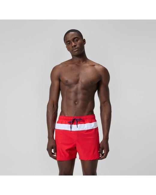 Speedo Red Jetstream 16' Striped Colourblock Swim Shorts for men
