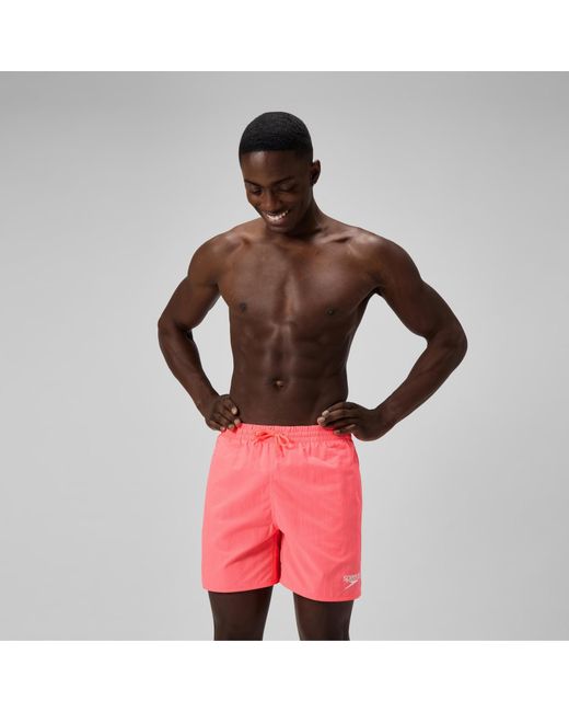 Speedo Red Essential Solid 16" Swim Shorts for men