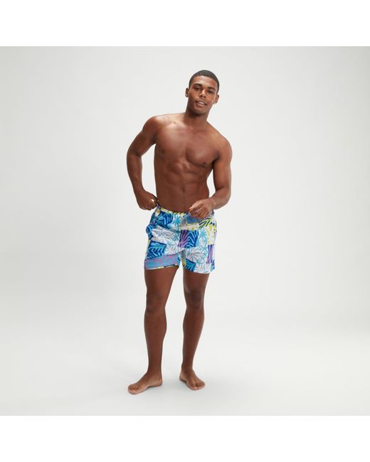 Speedo Blue Digital Printed Leisure 16" Swim Shorts for men