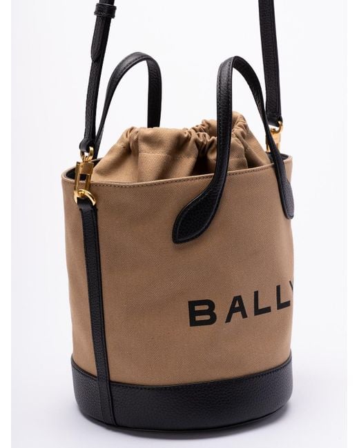 `Bar 8 Hours Spiro Eco` Bucket Bag di Bally in Natural