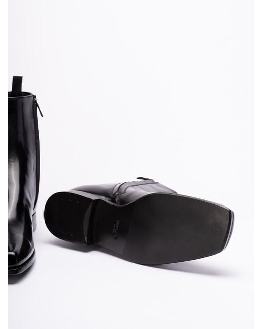 Prada Black Brushed Leather Ankle Boots for men