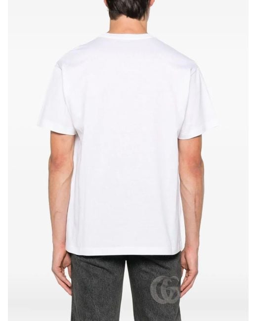 Gucci White Cotton Jersey T-Shirt With Print for men