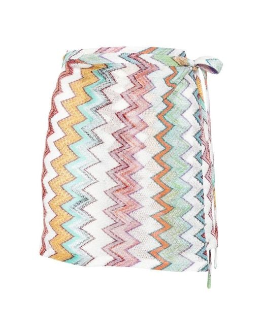 Missoni White Zigzag-Pattern Mini Skirt