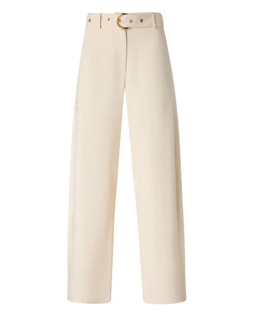 Pinko White Lexy Wide-Leg Cropped Tailored Pants