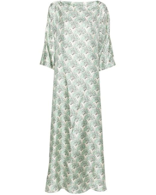 LaDoubleJ Green `muumuu` Long Round-neck Dress