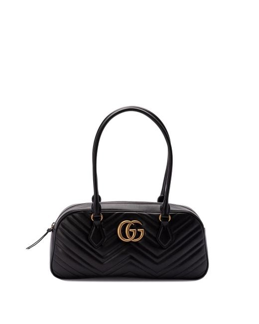 Gucci Black `Gg Marmont` Shoulder Bag