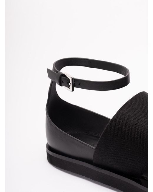 Max Mara Black Leather Flat Sandals