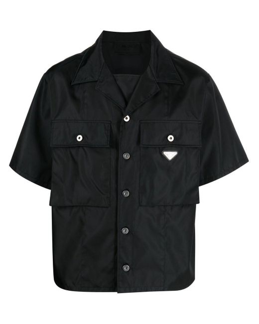 Prada Triangle-logo Shirt in Black for Men | Lyst