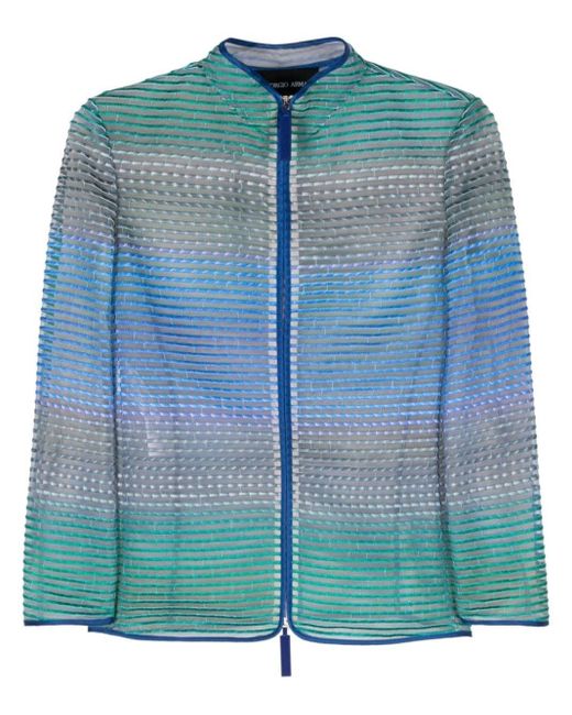 Giorgio Armani Blue Semi-sheer Striped Jacket