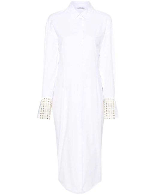 Patrizia Pepe White Stud Detailing Shirt Dress