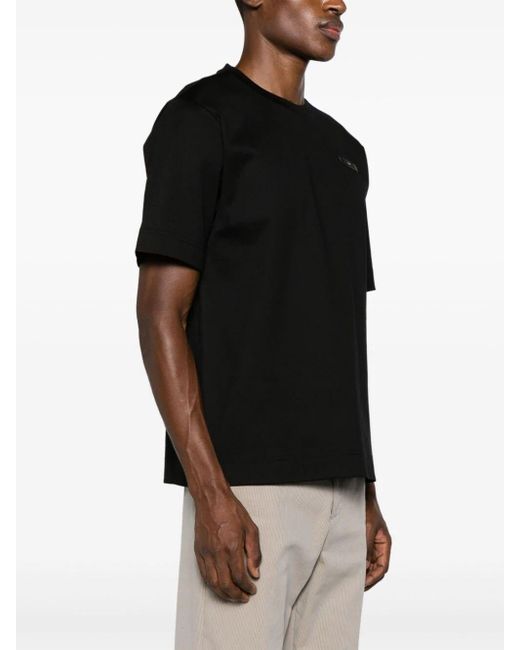 Fendi Black Roma-appliqué Cotton T-shirt for men