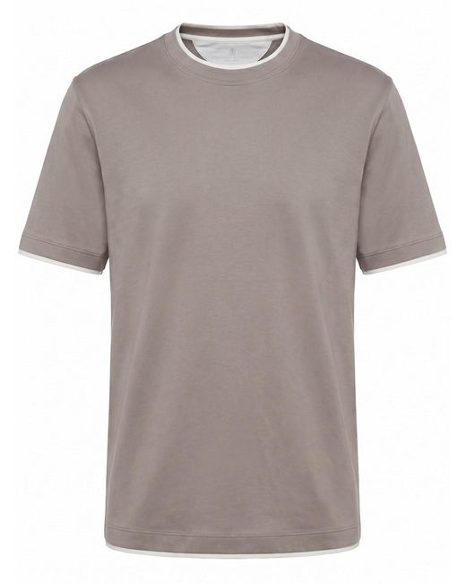 Brunello Cucinelli Gray T-Shirt With Faux-Layering for men