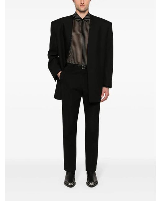 Camicia gessata di Saint Laurent in Black da Uomo