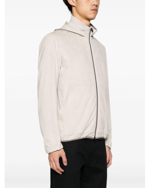 Herno White Suede-effect Hooded Jacket for men