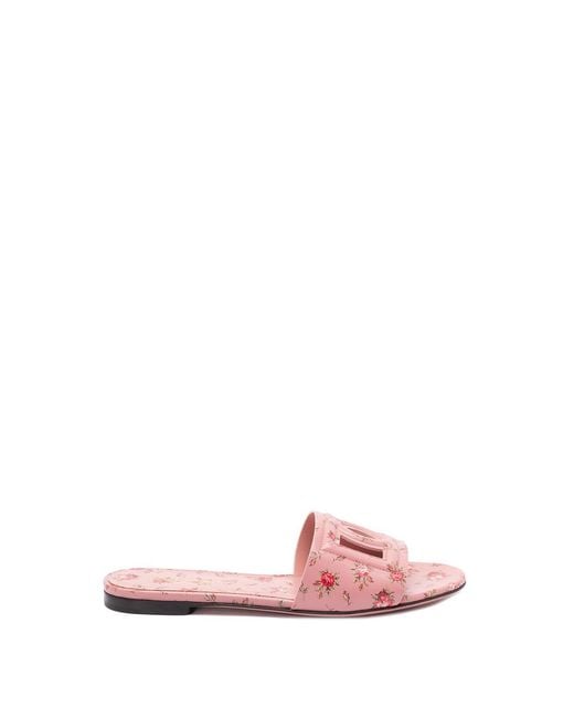 Dolce & Gabbana Pink Sliders With Florar Print