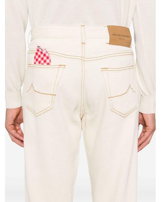 Jacob Cohen White 'Harrison' 5-Pocket Straight Jeans for men
