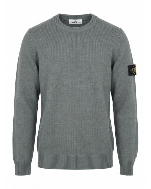 Stone Island Gray Lambswool Crew Neck for men