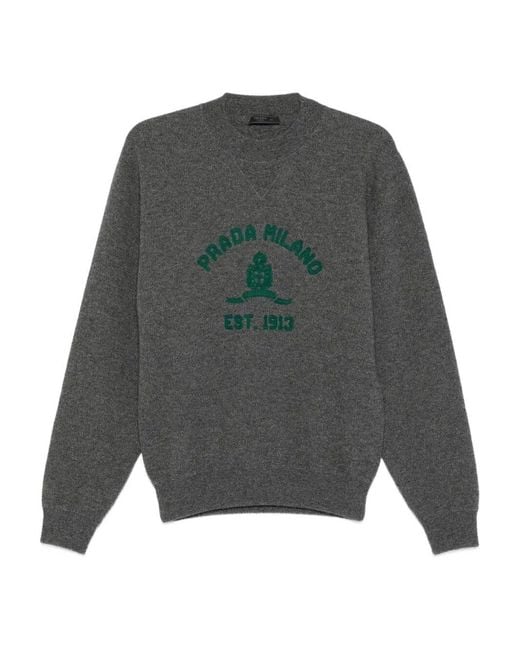 Prada Gray Cashmere-Wool Sweater for men