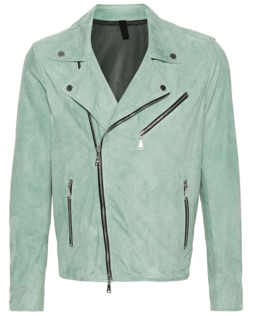 Tagliatore Green Zip-up Suede Jacket for men