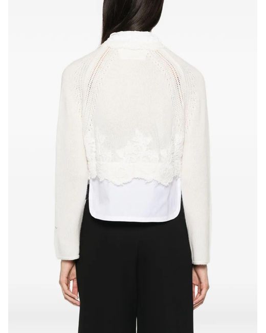 Ermanno Scervino White Round Neck Sweater