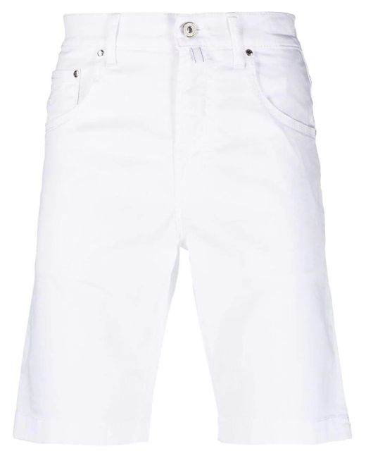 Jacob Cohen White Contrasting-pocket Denim Shorts for men