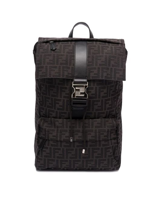 Fendi Black `ness` Medium Backpack for men
