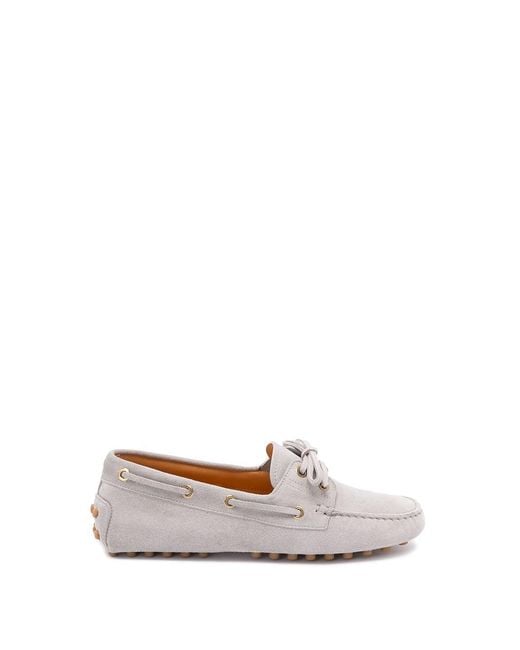 Tod's White 'Boat Gommino' Loafers
