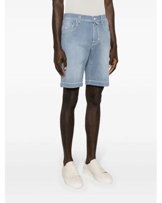 Jacob Cohen Blue Striped Cotton Denim Shorts for men
