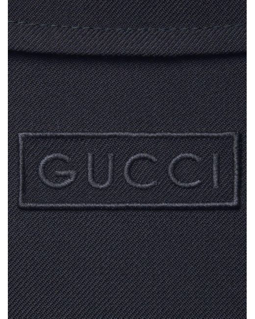 Giacca-camicia con applicazione di Gucci in Blue da Uomo