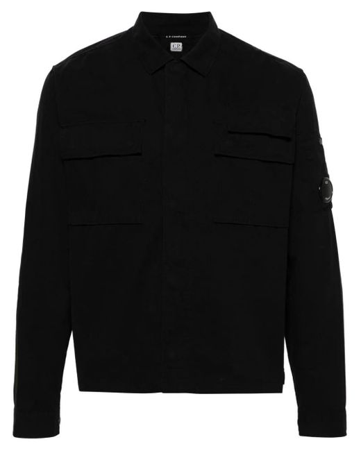 C P Company Black Lens-detail Cotton Shirt for men