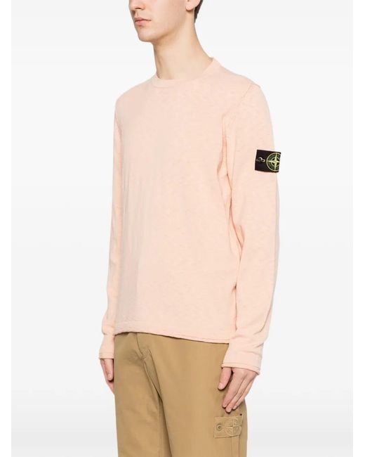 Stone Island Pink Crew Neck Classic Sweater for men
