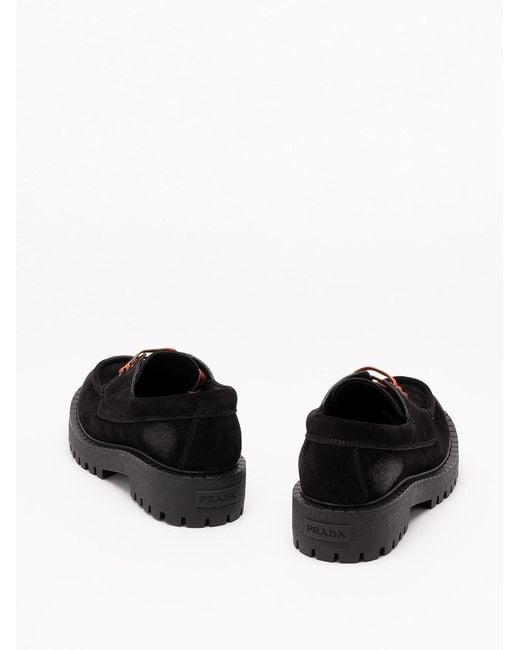 Prada Black Laced Suede Loafers for men