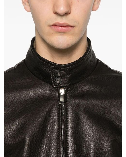 Tagliatore Black Leather Jacket for men