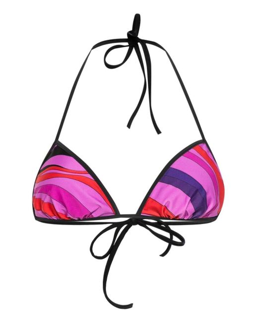 Emilio Pucci Pink Iride-print Bikini Top