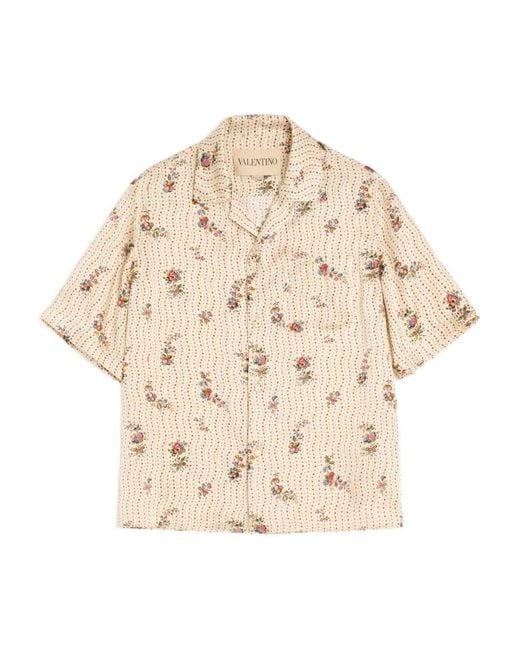 Valentino Garavani Natural 'Papier Floral' Bowling Shirt for men