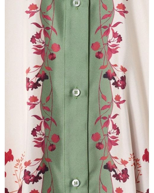 LaDoubleJ Red Silk Foulard Shirt With Unique Floral Print