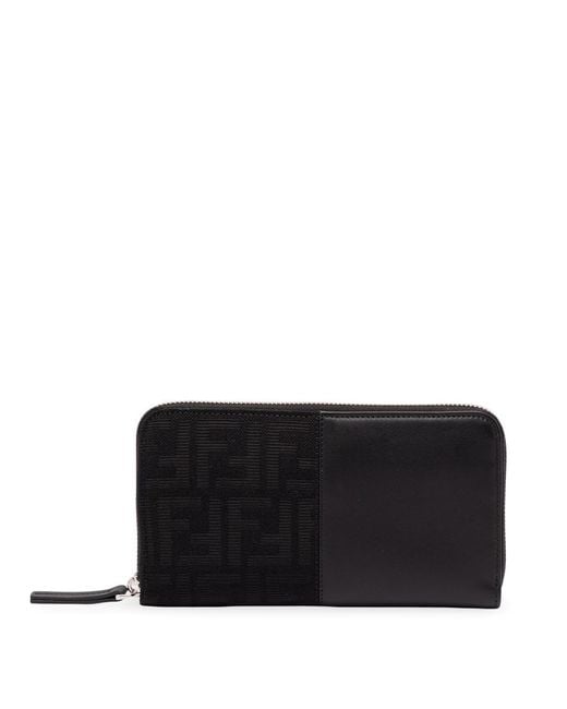 Fendi Black Zip Around Squared Ff for men
