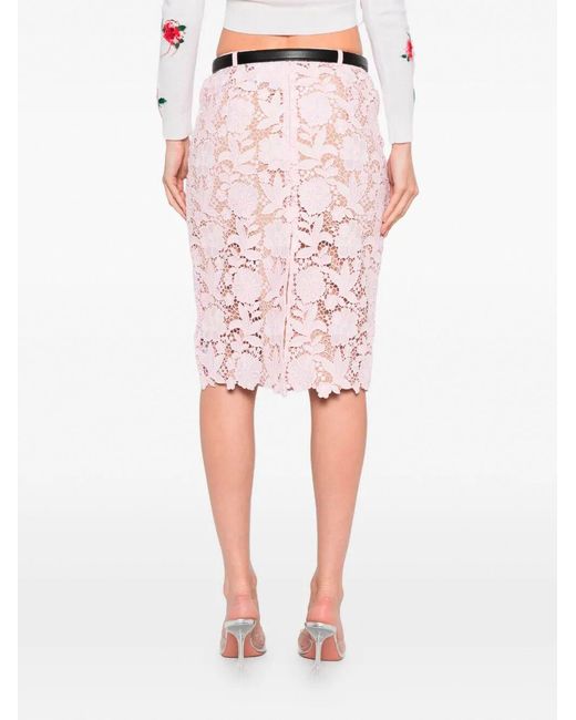 Self-Portrait Pink Lace Midi Skirt