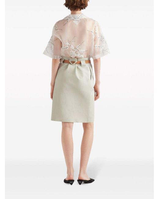 Prada White Leather Midi Skirt
