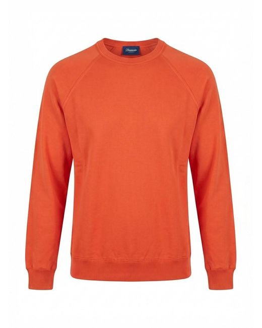 Drumohr Orange Long Sleeve Logo Sweater for men